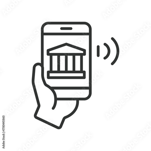 E-banking icon in line design. e-banking, mobile banking, online payment, app, transfer, contactless, fintech on white background vector. E-banking editable stroke icon