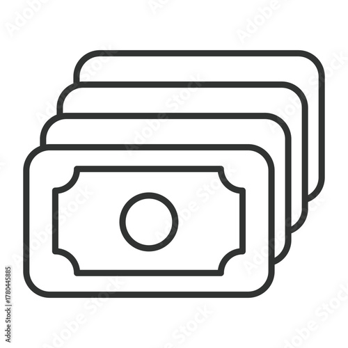 Money icon in line design. money, cash, banknotes, currency, payment, finance, wealth on white background vector. Money editable stroke icon
