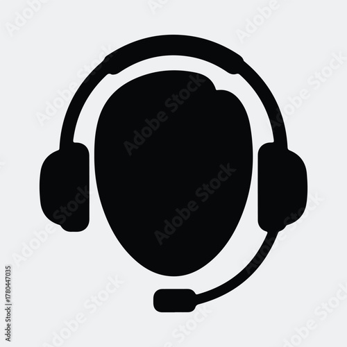 Silhouette customer service representative with headset Vector illustration