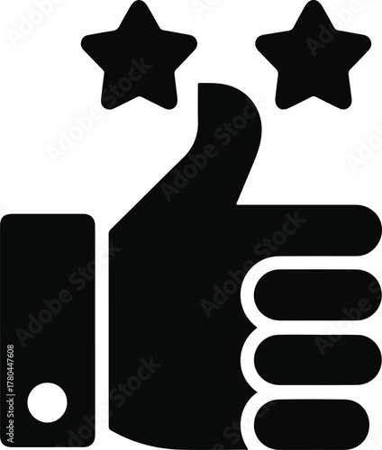 Thumbs Up With Two Stars Icon like approval