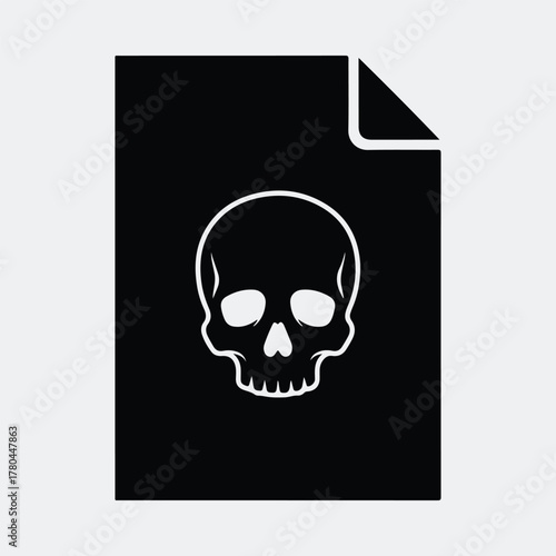 Silhouette Document page with skull outline Vector illustration