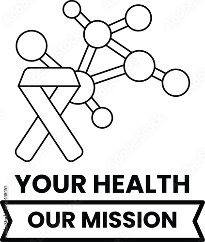 A ribbon with a ribbon around it that says "Your Health Our Mission"