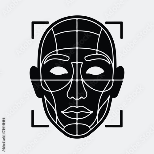 Silhouette face scan biometric identification system digital technology Vector illustration