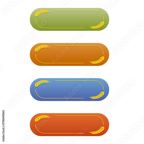 Wheat label set. Logo template. Suitable for farm, bakery, food packaging, product label. Vector illustration, isolated on white.