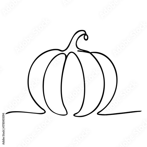 Logo con dibujo de línea continua de calabaza para tarjetas y felicitaciones del Día de Acción de Gracias