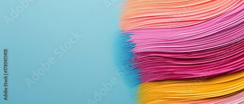 Bright colored abstract strokes on a soft blue background, suggesting creativity and vibrant ideas.