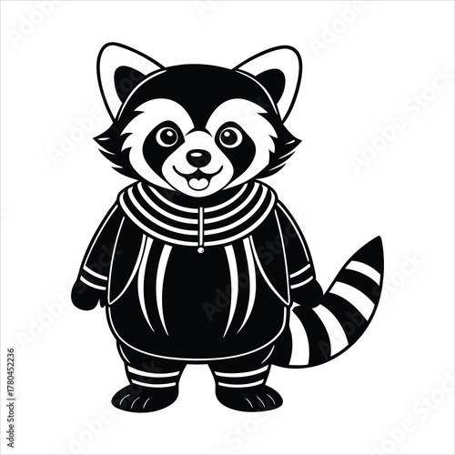 Funny red panda dressed in halloween costume kawaii