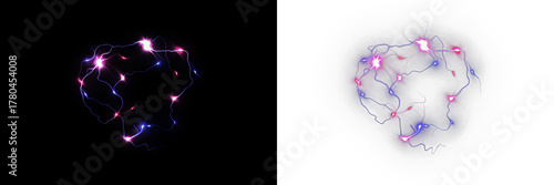 Abstract energy flow illustration with vibrant colors, showcasing dynamic light trails and glowing nodes, perfect for creative projects and digital designs with copy space