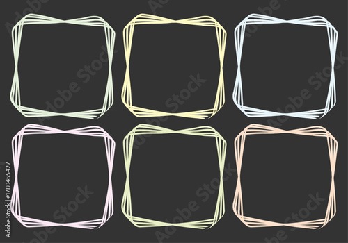 Marco de trazado de pincel de color pastel de forma cuadrado