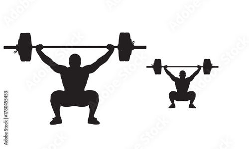 Weightlifters performing a squat silhouette