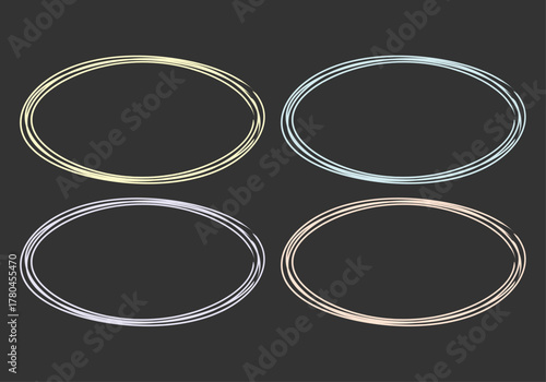 Marco ovalado de trazo de pincel de varios colores pastel