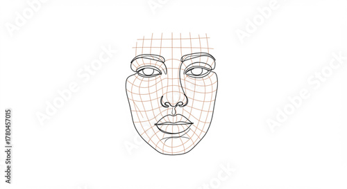 Outline of a female face with grid pattern for artistic design  