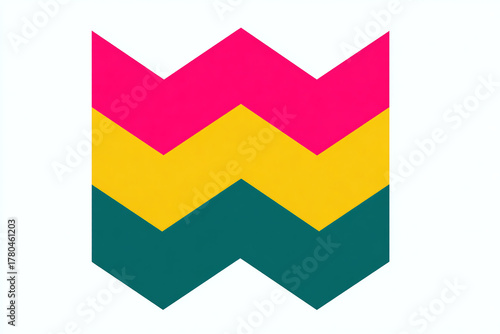 Colour mix with chevron shapes overlapping background