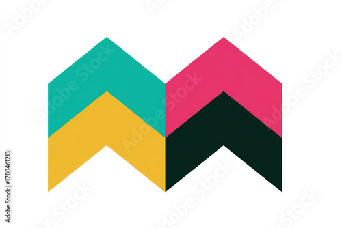 Colour mix with chevron shapes overlapping background