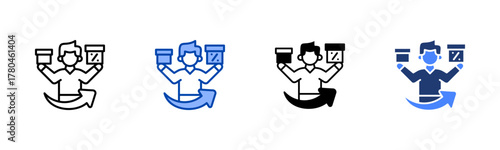 Up Selling icon set multiple style collection