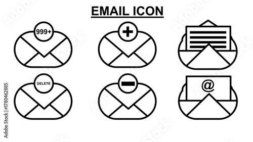 Email Icon Set Outline Vector