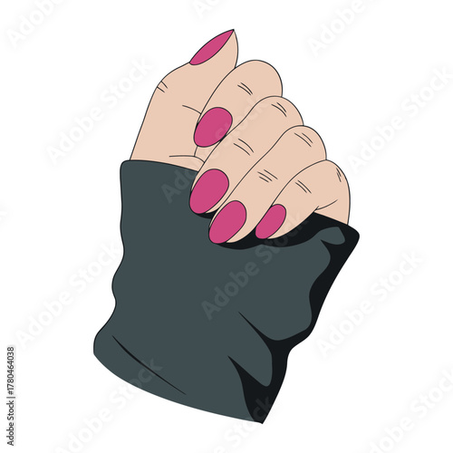 Hand with Pink Manicure Illustration
