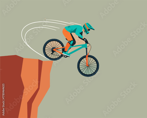 flat design downhill sports competing to climb a steep hill