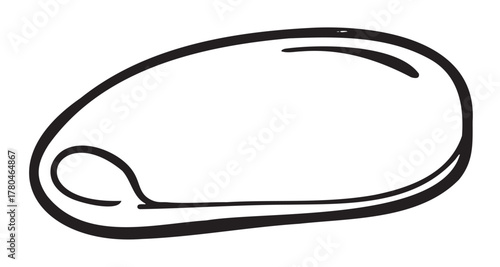 Black outline vector icon of a simple, smooth, oval-shaped pebble. minimal linear illustration for nature, geology, and design concepts.