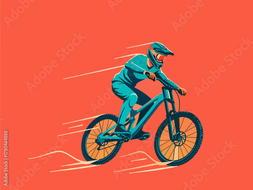 flat design downhill sports competing to climb a steep hill