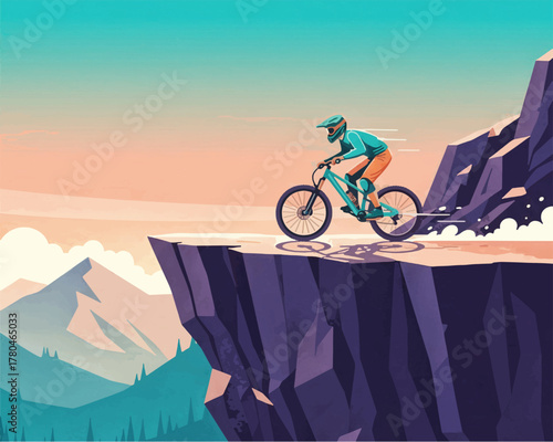 flat design downhill sports competing to climb a steep hill