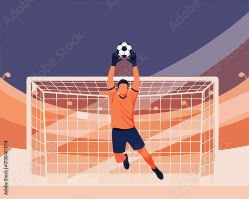 Flat illustration design of an athlete's training activity for a soccer OR football match.