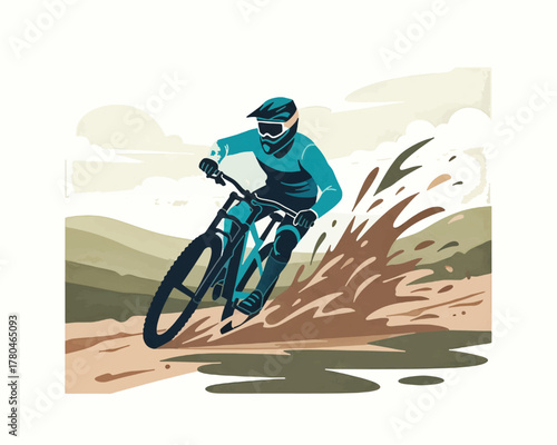 flat design downhill sports competing to climb a steep hill