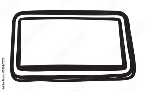 Black outline vector icon of a simple rectangular tray with rounded edges. minimal linear illustration for kitchen, serving, and home concepts.