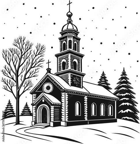 Gothic church silhouette mysterious gothic cathedral tower illuminated mystical ambiance isolated on transparent background