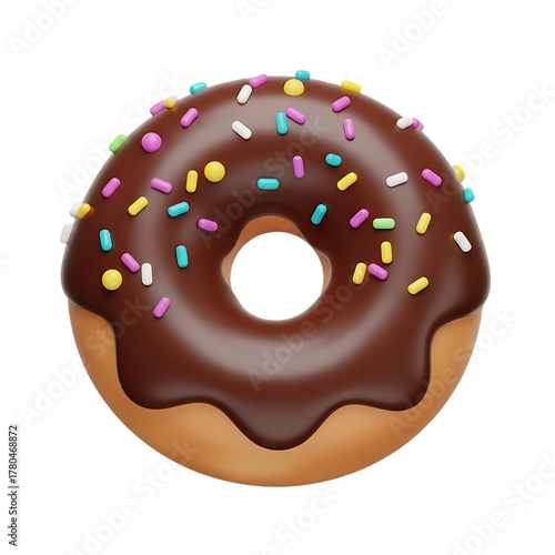 Wallpaper Mural Chocolate Frosted Donut with Colorful Sprinkles on White Background doughnut sweet isolated on a transparent background Torontodigital.ca