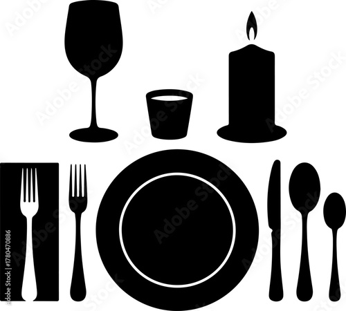 Black Silhouette Set of Elegant Floor Lamp Beside a Cozy Armchair