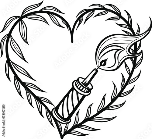 Abstract grunge heart shape expressing love and emotion in a gritty style isolated on transparent background