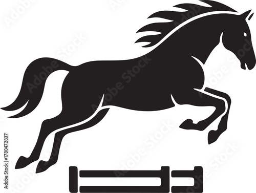 Jumping Horse Silhouette Logo Equestrian Sport & Show Jumping Vector Icon