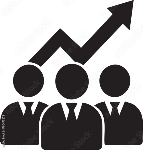 Black Vector Business Team Meeting with Laptop Discussion