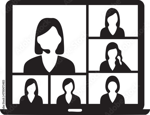 Black Vector Business Team Meeting with Laptop Discussion