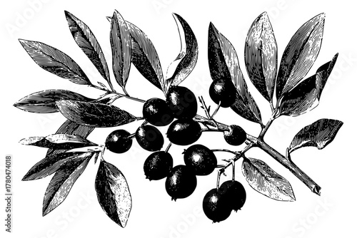 Wild foraging: bounty barberries aronia berries | Clean, isolated vector art for creative projects.