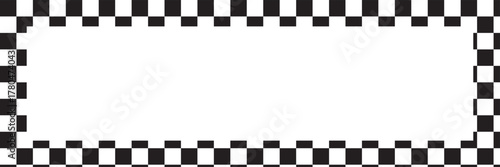 Checkerboard frame background Pixel art rectangle frame block border Black and White chess board pattern vector Design grid square texture
