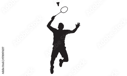 Badminton player silhouette in action silhouette