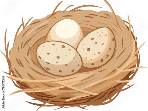 A cozy bird s nest contains three speckled eggs nature s gentle promise