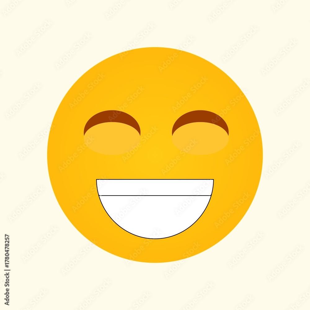 Fototapeta premium Ilustración de emoji sonriente con dientes. Perfecto para stickers, redes sociales, contenido digital o comunicación visual.