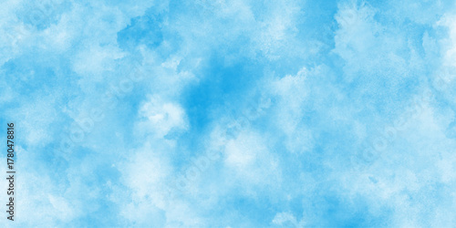 blue watercolor paint stroke background, white cloudy center and abstract watercolor, Vintage water color splash template or canvas for design, blue Watercolor vintage texture,