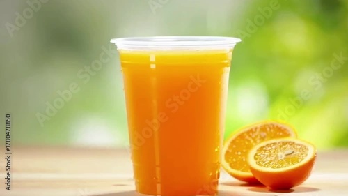 Freshly squeezed orange juice in a glass with ripe oranges and citrus fruit on a background for a healthy breakfast drink