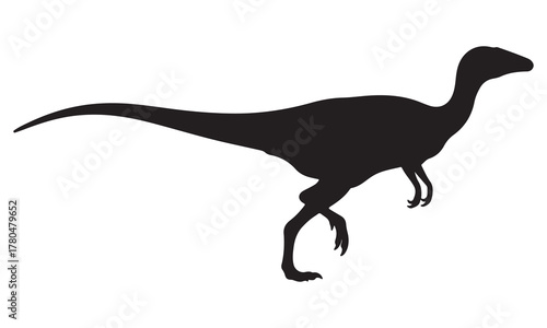 Running dinosaur silhouette on white background