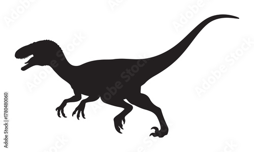 Black silhouette of a velociraptor dinosaur