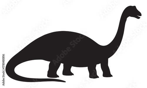 Black silhouette of a long necked dinosaur