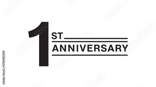 Bold black text design celebrating a first anniversary on transparent background silhouette