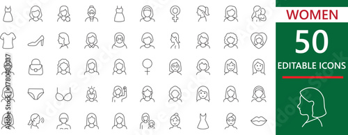 A clean and modern icon set representing diverse women figures. Ideal for apps, websites and UI designs focusing on female representation.