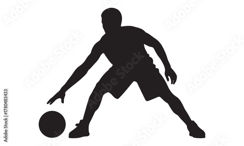 Basketball player dribbling ball silhouette