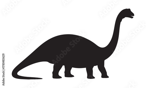 Black silhouette of a brontosaurus dinosaur