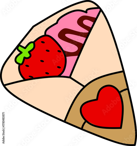 Sweet Strawberry Crepe with Heart Decoration